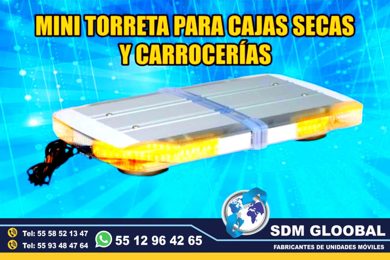 Venta de Mini Torreta de Leds color ambar para unidades moviles 