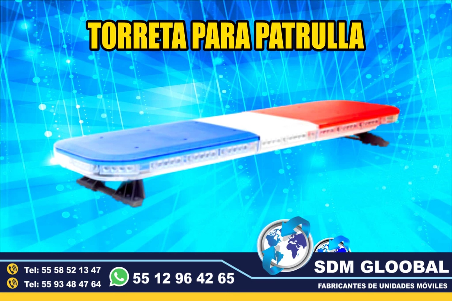Venta de Torreta de Leds para patrullas color rojo azul Epcom 